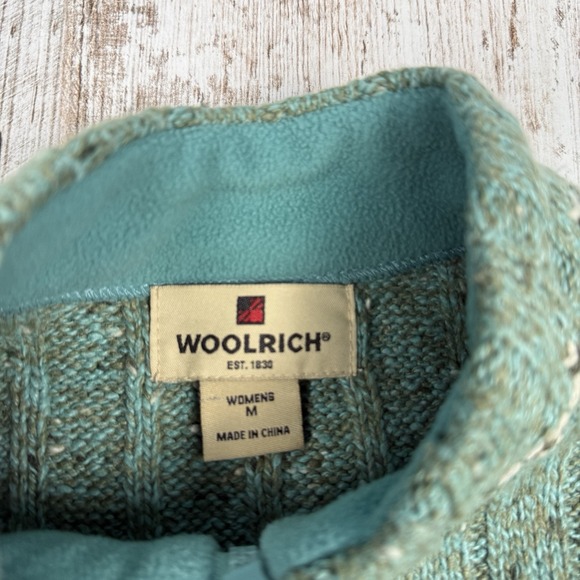 Woolrich Sweater Vest Womens Medium Aquamarine Heather Full-Zip Ramie Wool Blend - Picture 5 of 8